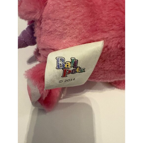 Ball Pets Pink Unicorn Plush Toy 2014 Stuffed Animal‎ W Purple Horn & Belly 8" - Picture 4 of 4